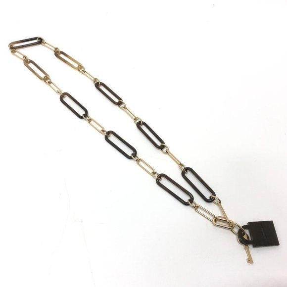 HERMES Amulet Padlock GM Accessories Necklace Brown/GoldHardware - Picture 2 of 11